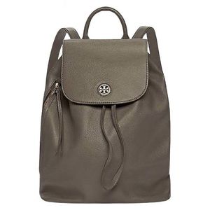 TORY BURCH PORCINI ARMY GREEN PEBBLED LEATHER LARGE BRODY BACKPACK